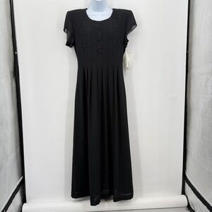 Vtg Y2K Jessica Howard Dress Sz 6 Black Embellished Butterfly Career Evening‎
